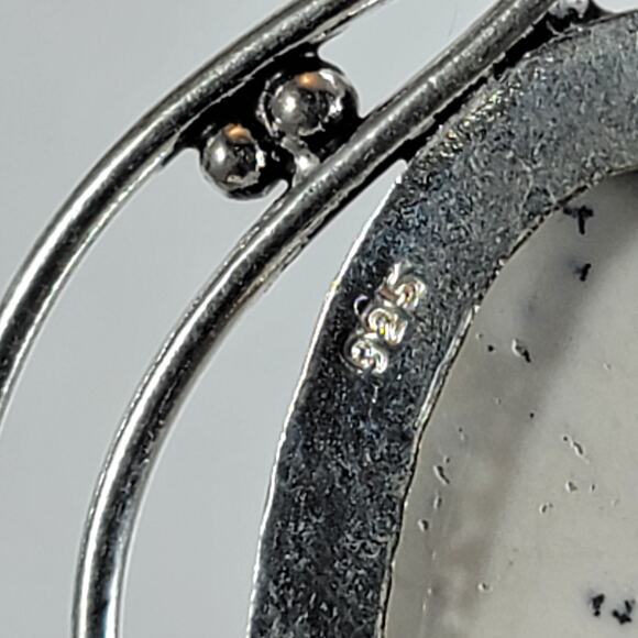 Dendritic Opal Pendant – With Citrine Accent + 20" Sterling Silver Snake Chain - Picture 9 of 10